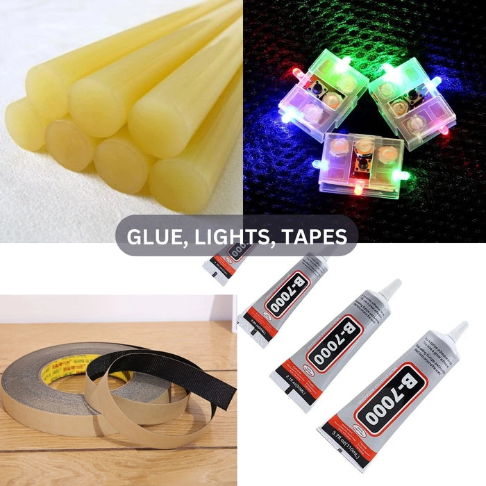 GLUE, LIGHTS, TAPES