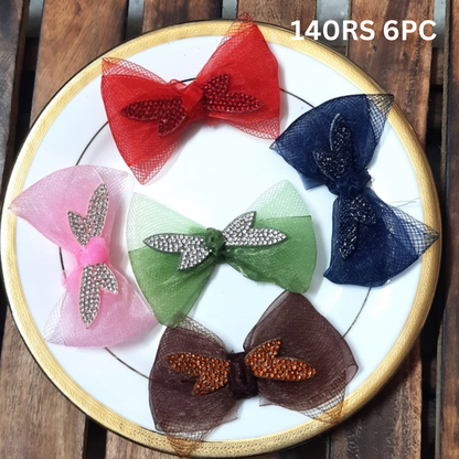 Pack of 6pc Readymade Hair Accessories, Hair Bow Material For Making Hair Bows Clips/Pins (Copy)