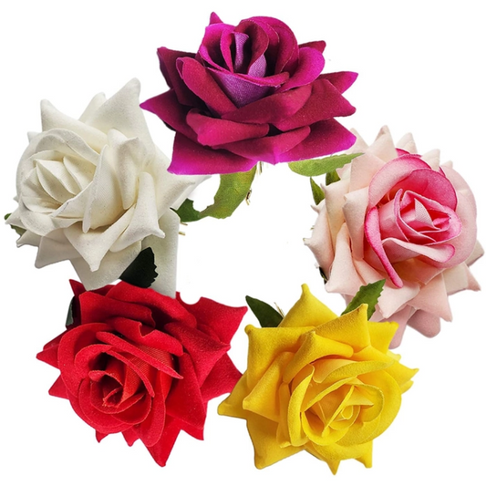 Pack of 6pc velvet rose flower for making hair pin, juda pins, tictac other hair accessories and gift items