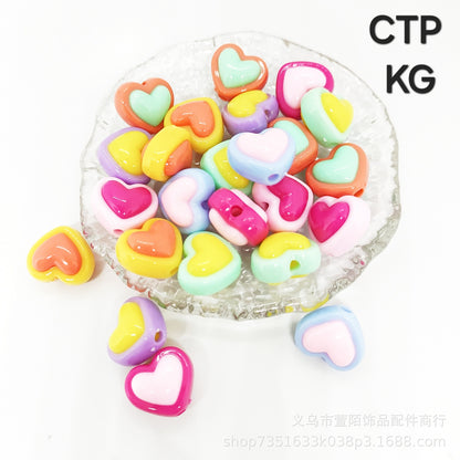 100gm (65pc)  Glossy Heart Beads For Hair Accessories, Kids Jewellery & More