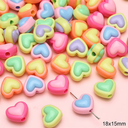 100gm (65pc)  Glossy Heart Beads For Hair Accessories, Kids Jewellery & More