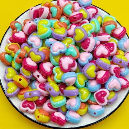 100gm (65pc)  Glossy Heart Beads For Hair Accessories, Kids Jewellery & More