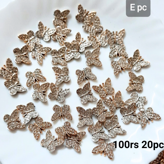 20pc Butterfly Stone Beads For Making Hair Accessories, Jewellery, Art Crafts Etc