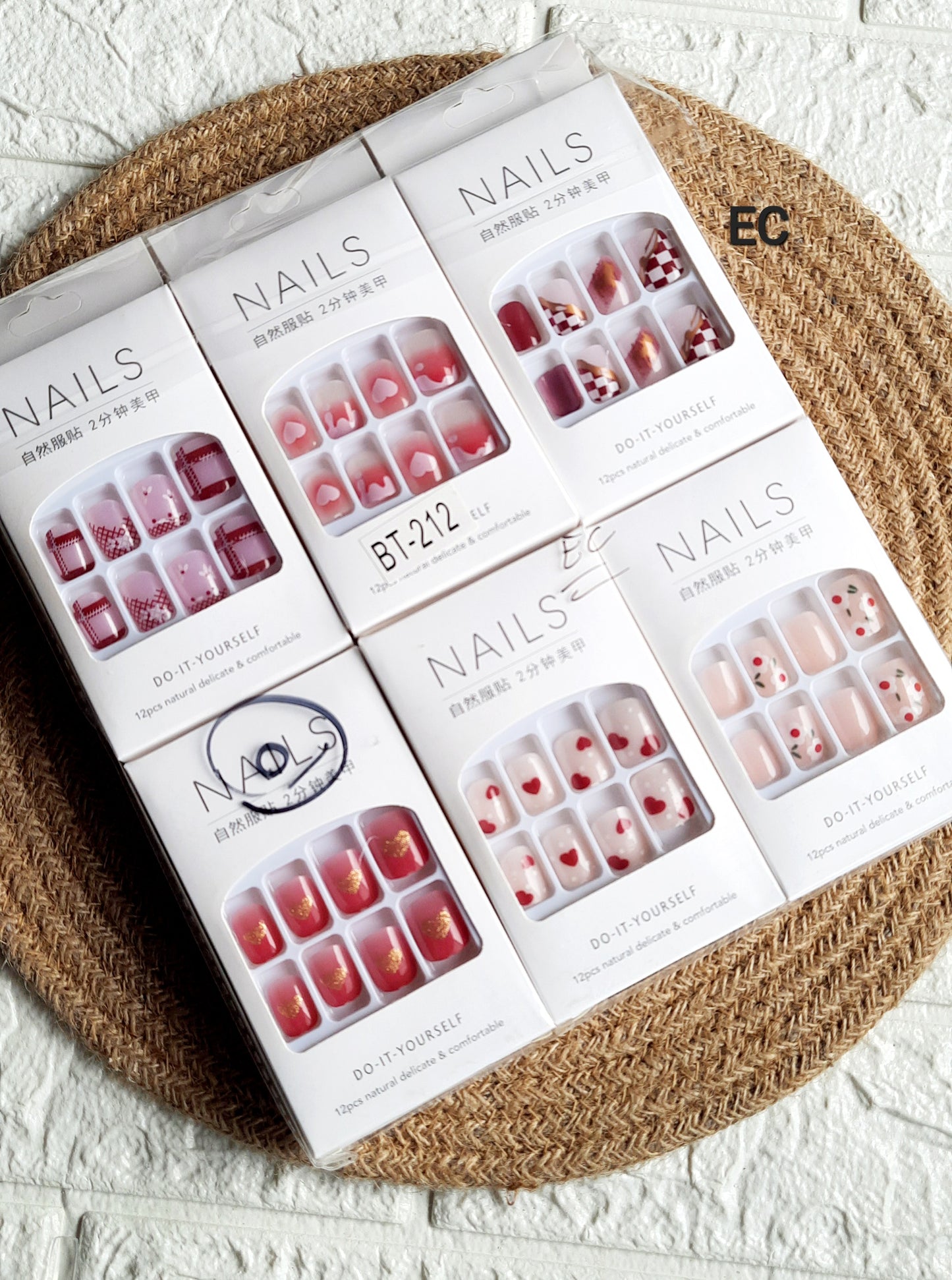 Pack Of 6 Box Multicolor Mix Designs Press On Nails Sets (Each box contains 12pc)