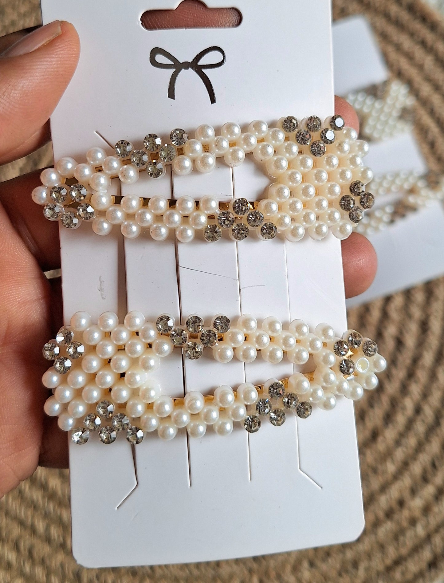 Pack Of 6 (12pc) Cards Pearl Stone Hair Pins Random Designs