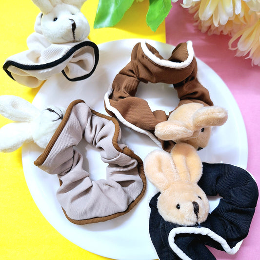 12pc Cute Bunny Design Fur Scrunchie Bands For Kids Girls