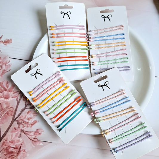 Pack Of 4 Cards Multicolor Hair Pins card For Kids Girls (6 Pairs Each Card)