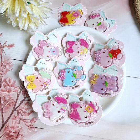 10PC Cute Kitty Design Hair Clips Pins Multicolor Assorted Design