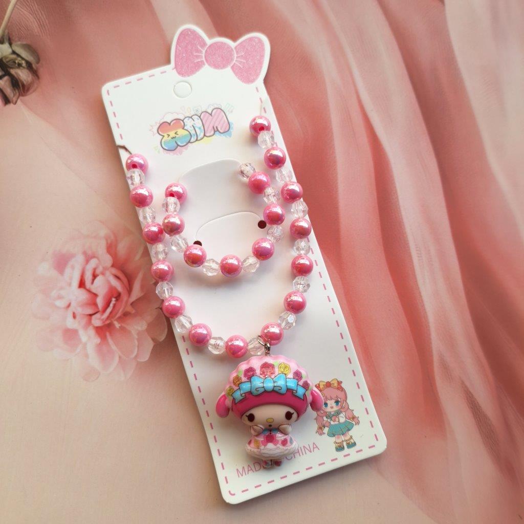 Cute Kids Pearl Necklace Doll