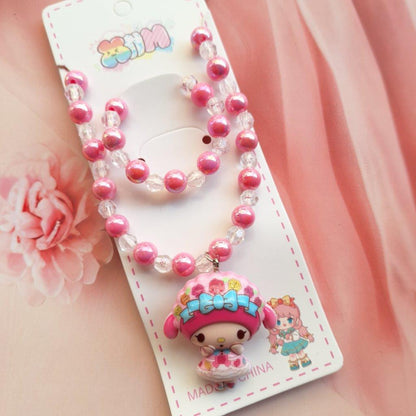 Cute Kids Pearl Necklace Doll