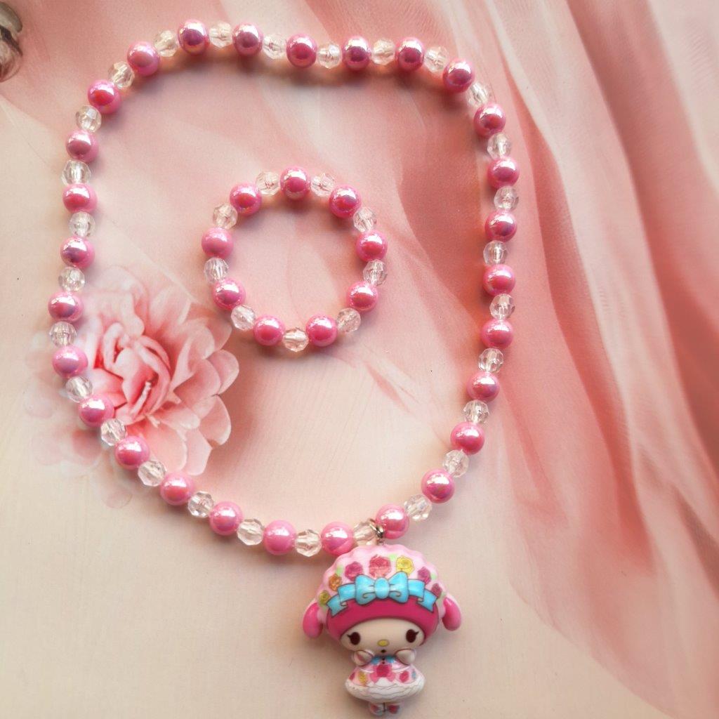 Cute Kids Pearl Necklace Doll