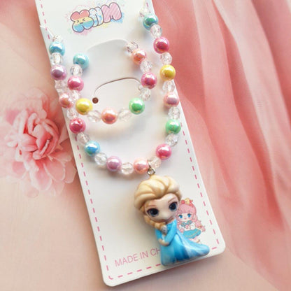 Cute Kids Pearl Necklace Doll