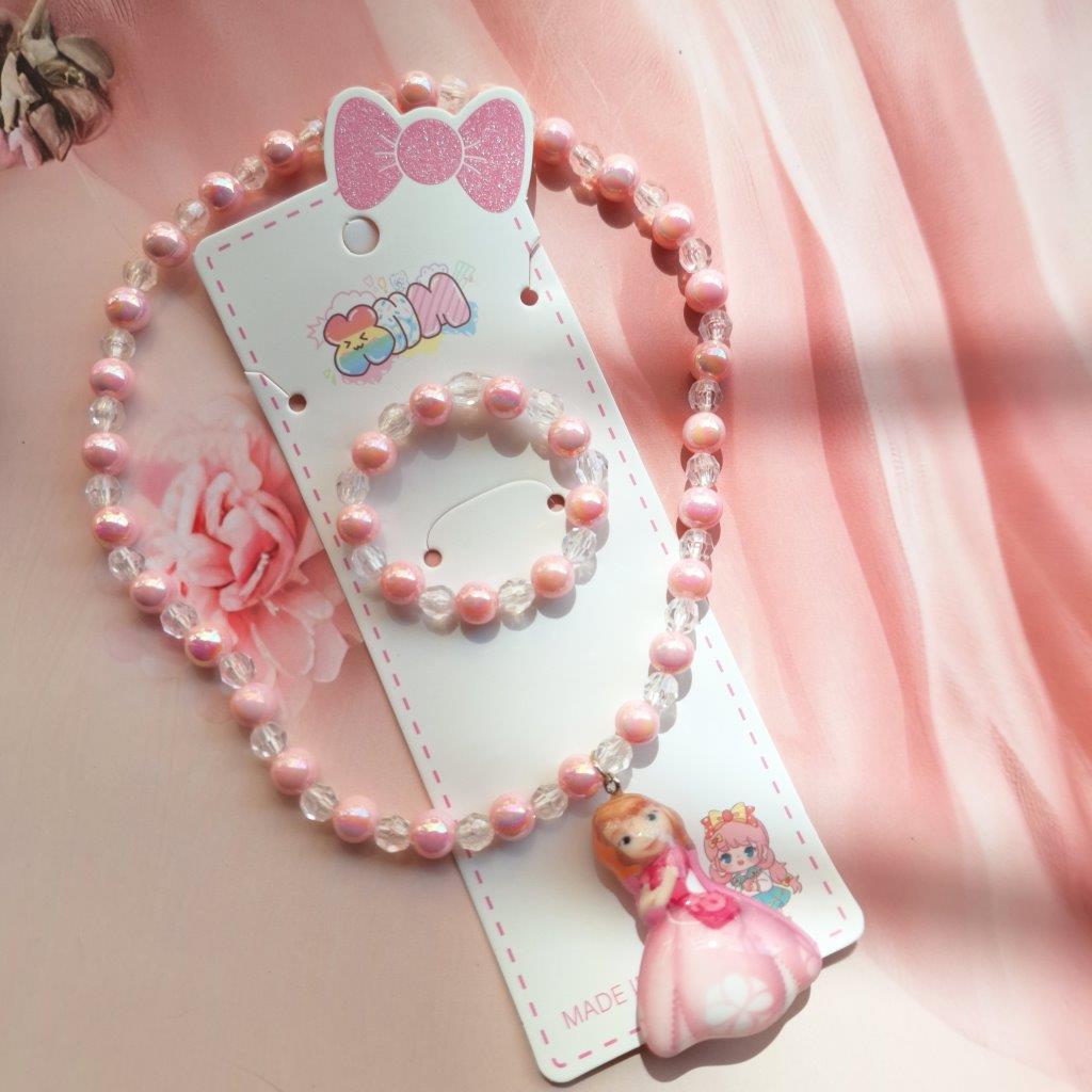 Cute Kids Pearl Necklace Doll