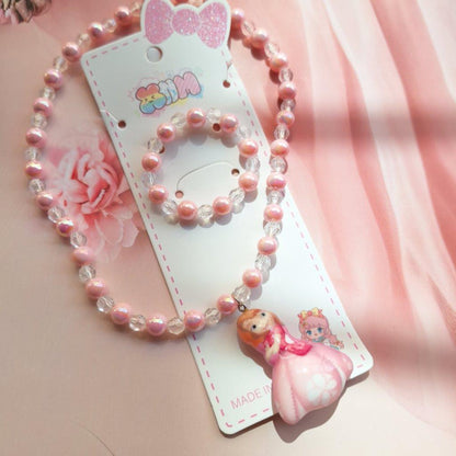 Cute Kids Pearl Necklace Doll