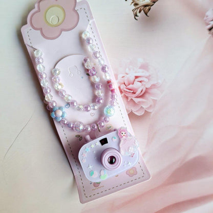 Cute Kids Pearl Necklace Camera Design