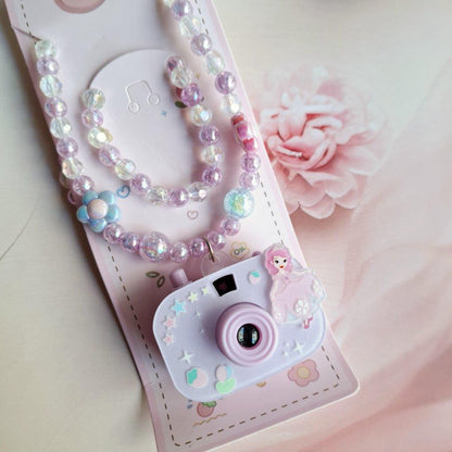 Cute Kids Pearl Necklace Camera Design