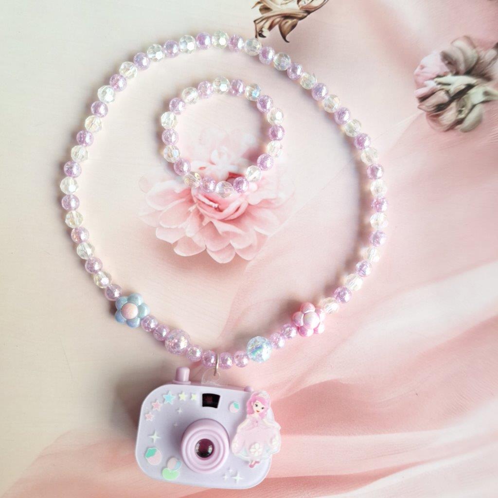 Cute Kids Pearl Necklace Camera Design