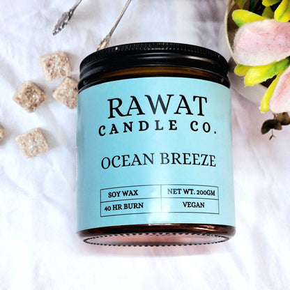 Soy Wax Ocean Breeze Scented Jar Candles (35hrs Burn)