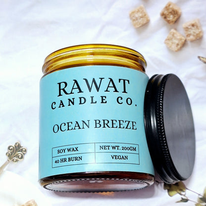 Soy Wax Ocean Breeze Scented Jar Candles (35hrs Burn)