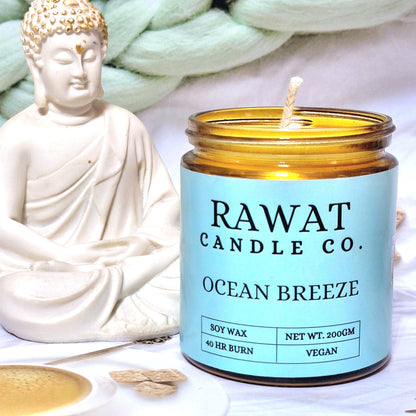 Soy Wax Ocean Breeze Scented Jar Candles (35hrs Burn)