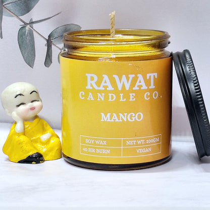 Mango Fragrance Soy Wax Jar Candles Handpoured 35hrs Burn Time (200grams Net Weight)