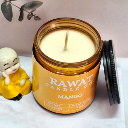 Mango Fragrance Soy Wax Jar Candles Handpoured 35hrs Burn Time (200grams Net Weight)