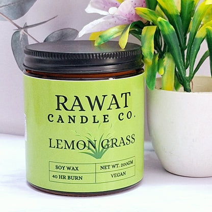 Lemon Grass Fragrance Soy Wax Jar Candles 35hrs Burn Time (200gms Net Weight)