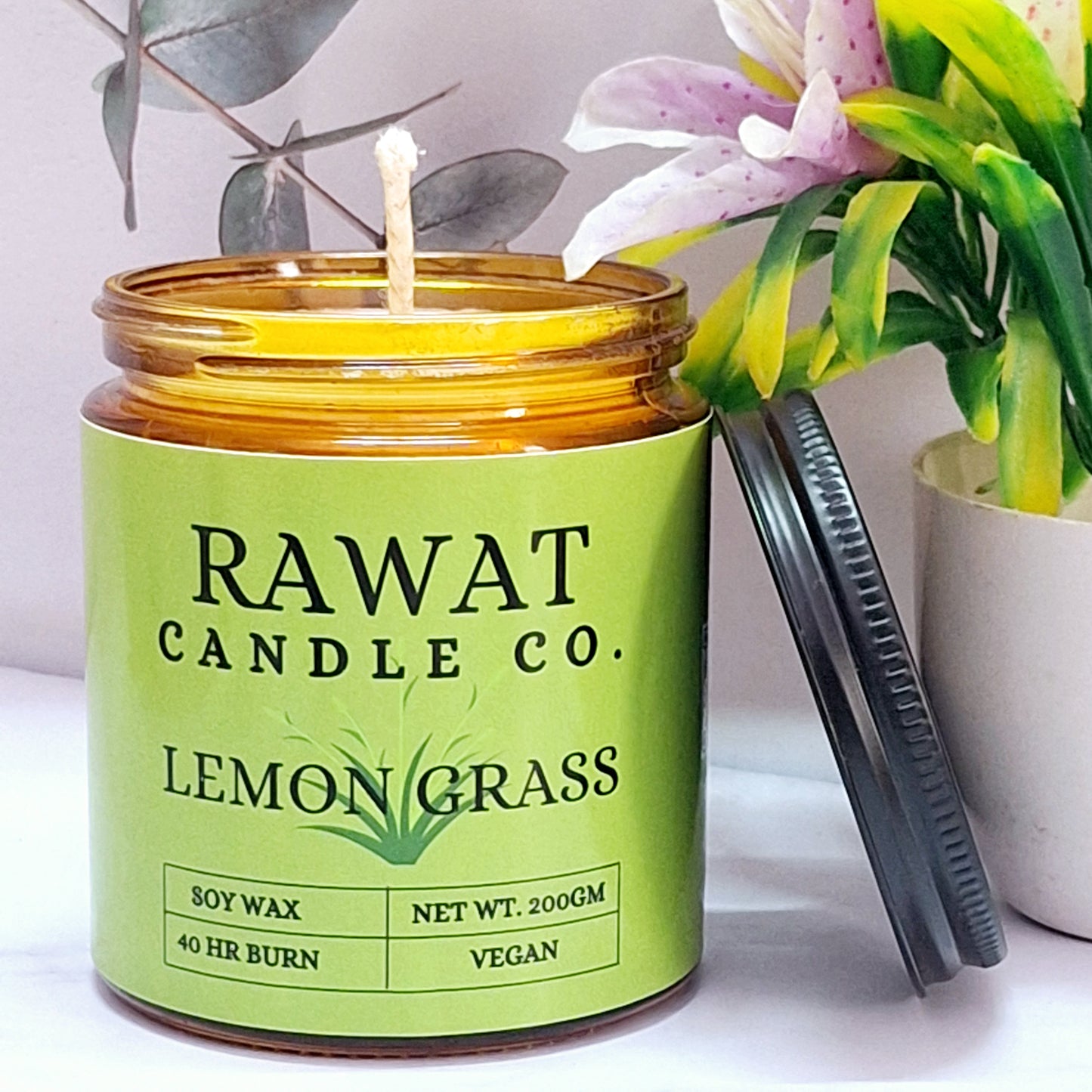 Lemon Grass Fragrance Soy Wax Jar Candles 35hrs Burn Time (200gms Net Weight)