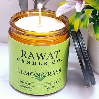 Lemon Grass Fragrance Soy Wax Jar Candles 35hrs Burn Time (200gms Net Weight)