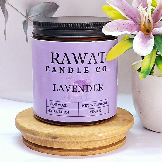 Lavender Fragrance Soy Wax Jar Candles 35hrs Burn Time (200gms Net Wt)