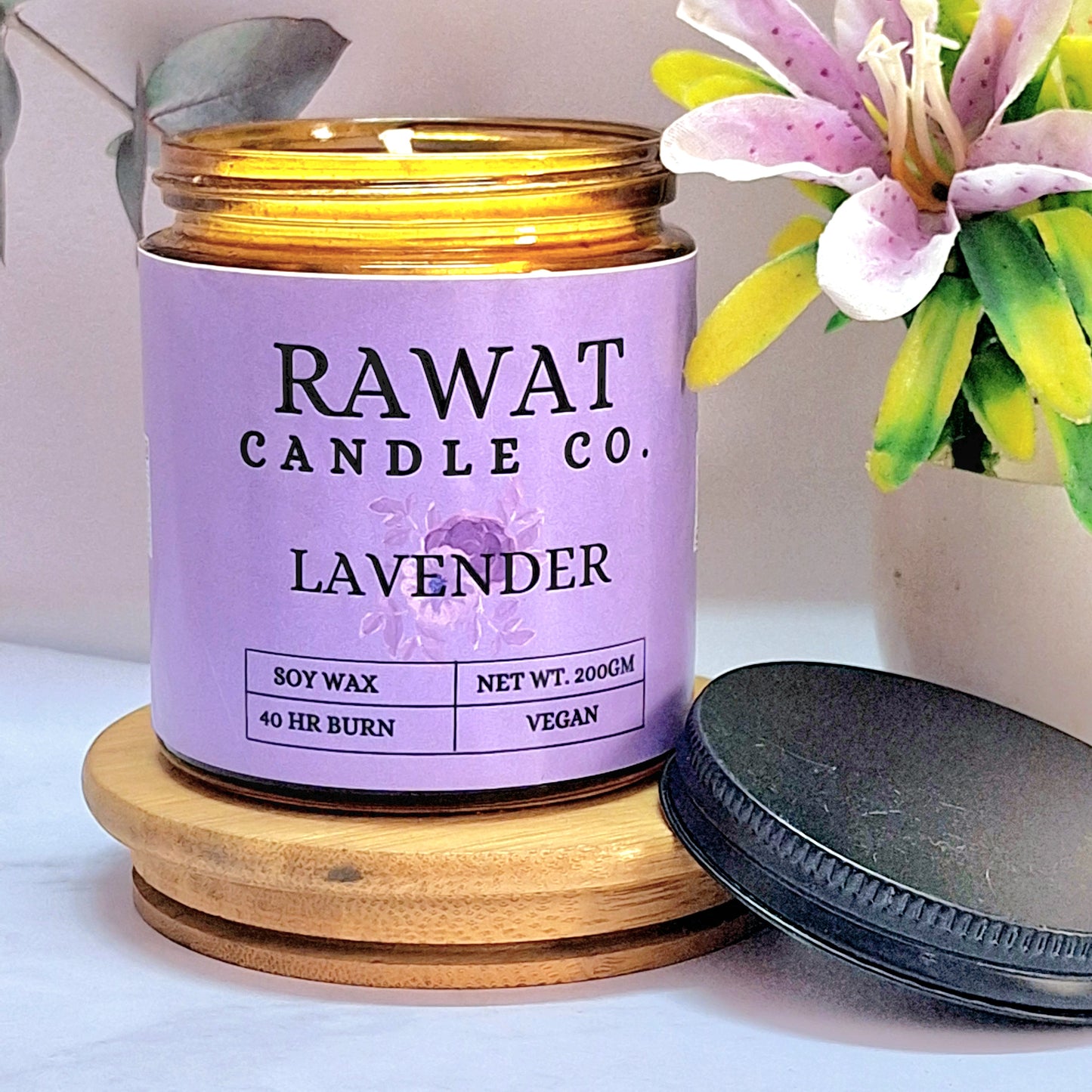 Lavender Fragrance Soy Wax Jar Candles 35hrs Burn Time (200gms Net Wt)