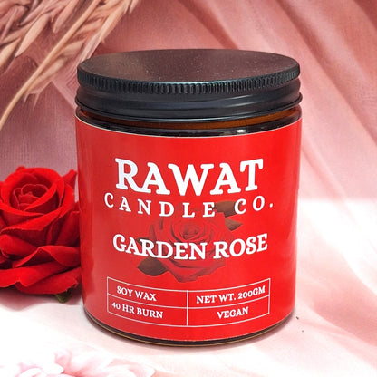 Rose Fragrance Soy Wax Jar Candles 35hrs Burn Time (200gms Net Wt)