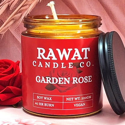 Rose Fragrance Soy Wax Jar Candles 35hrs Burn Time (200gms Net Wt)