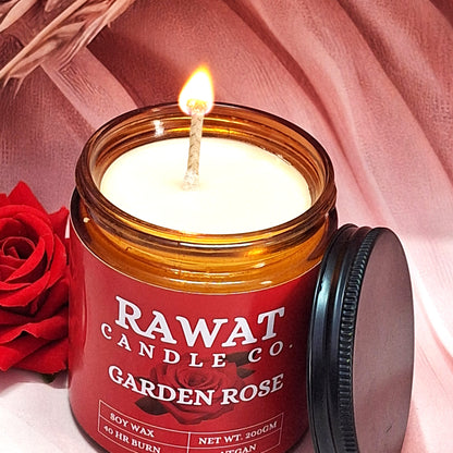 Rose Fragrance Soy Wax Jar Candles 35hrs Burn Time (200gms Net Wt)