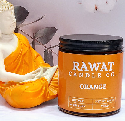 Orange Fragrance Soy Wax Jar Candles 35hrs Burn Time (200gms Net Wt)