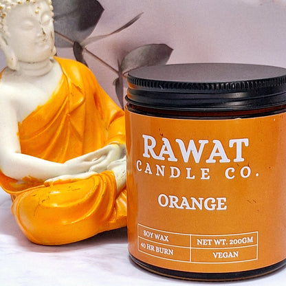 Orange Fragrance Soy Wax Jar Candles 35hrs Burn Time (200gms Net Wt)