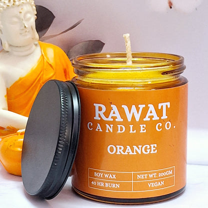 Orange Fragrance Soy Wax Jar Candles 35hrs Burn Time (200gms Net Wt)