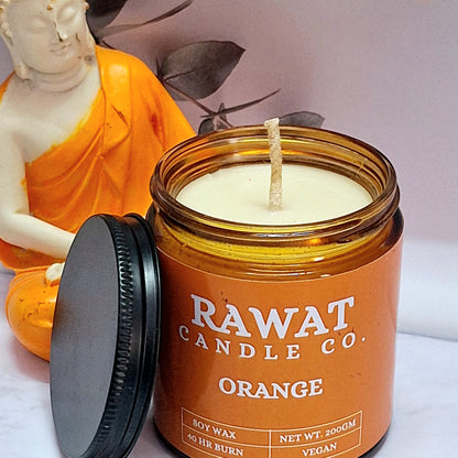 Orange Fragrance Soy Wax Jar Candles 35hrs Burn Time (200gms Net Wt)