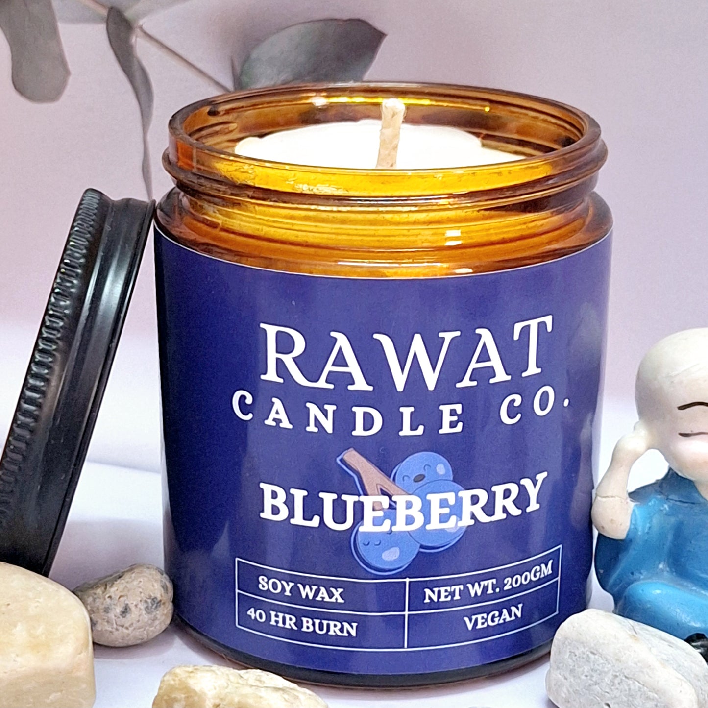 Blueberry Fragrance Soy Wax Jar Candles 35hrs Burn Time (200gms Net Wt)