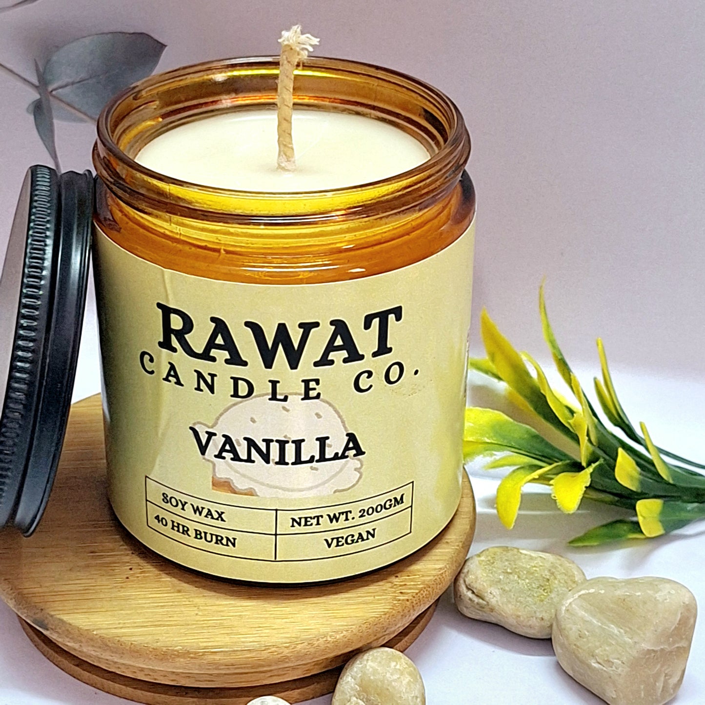 Vanilla Fragrance Soy Wax Jar Candles 35hrs Burn Time (200gms Net Wt)