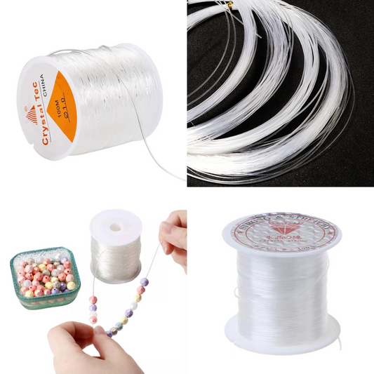 20Mtr (0.8mm) Elastic Stretching Cord for Beading, Jewellery Making, Transparent