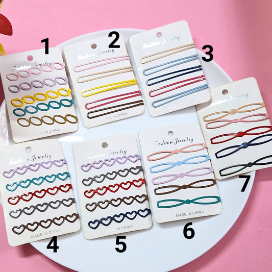Pack Of 6 Cards Mix Designs Kids Girls Multicolor Hair Pins Clips