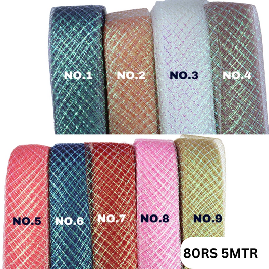Multicolor 4.5cm width 5 meter length sparkle ribbons for making hair accessories, clothing accessories, wedding party gifts etc