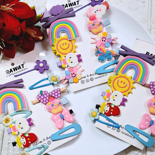 Hair Clips Pins Combo For Kids Multicolor (1 Card)