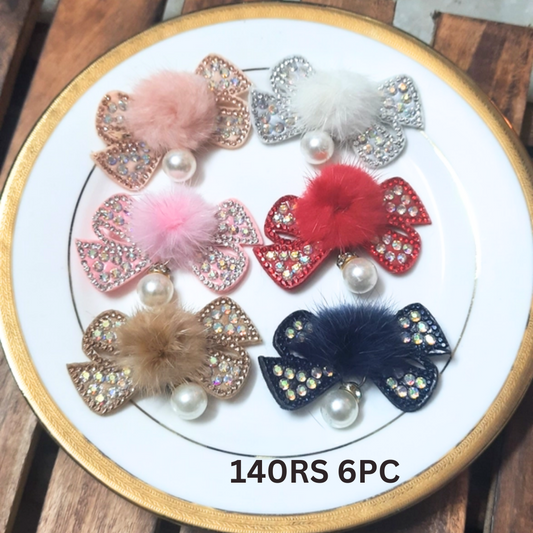 Pack of 6pc Readymade Hair Accessories, Hair Bow Material For Making Hair Bows Clips/Pins