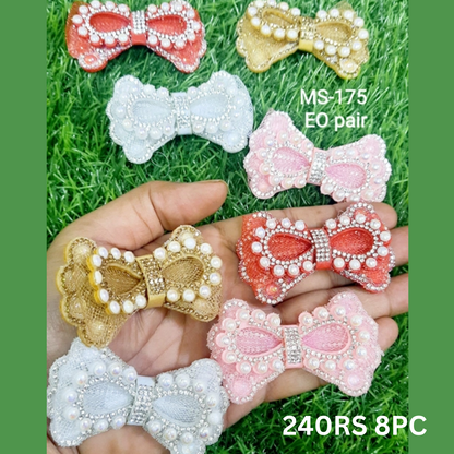 Pack of 8pc Readymade Hair Accessories, Hair Bow Material For Making Hair Bows Clips/Pins