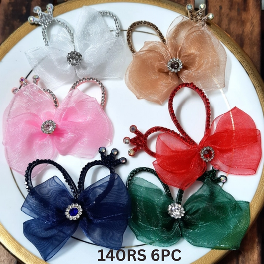 Pack of 6pc Readymade Hair Accessories, Hair Bow Material For Making Hair Bows Clips/Pins