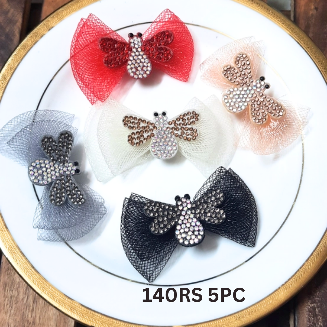 Pack of 5pc Readymade Hair Accessories, Hair Bow Material For Making Hair Bows Clips/Pins