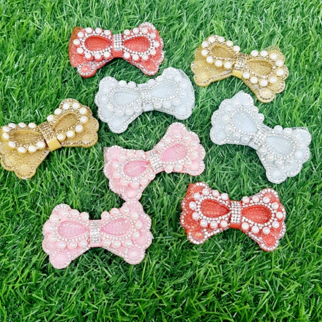 Pack of 8pc Readymade Hair Accessories, Hair Bow Material For Making Hair Bows Clips/Pins