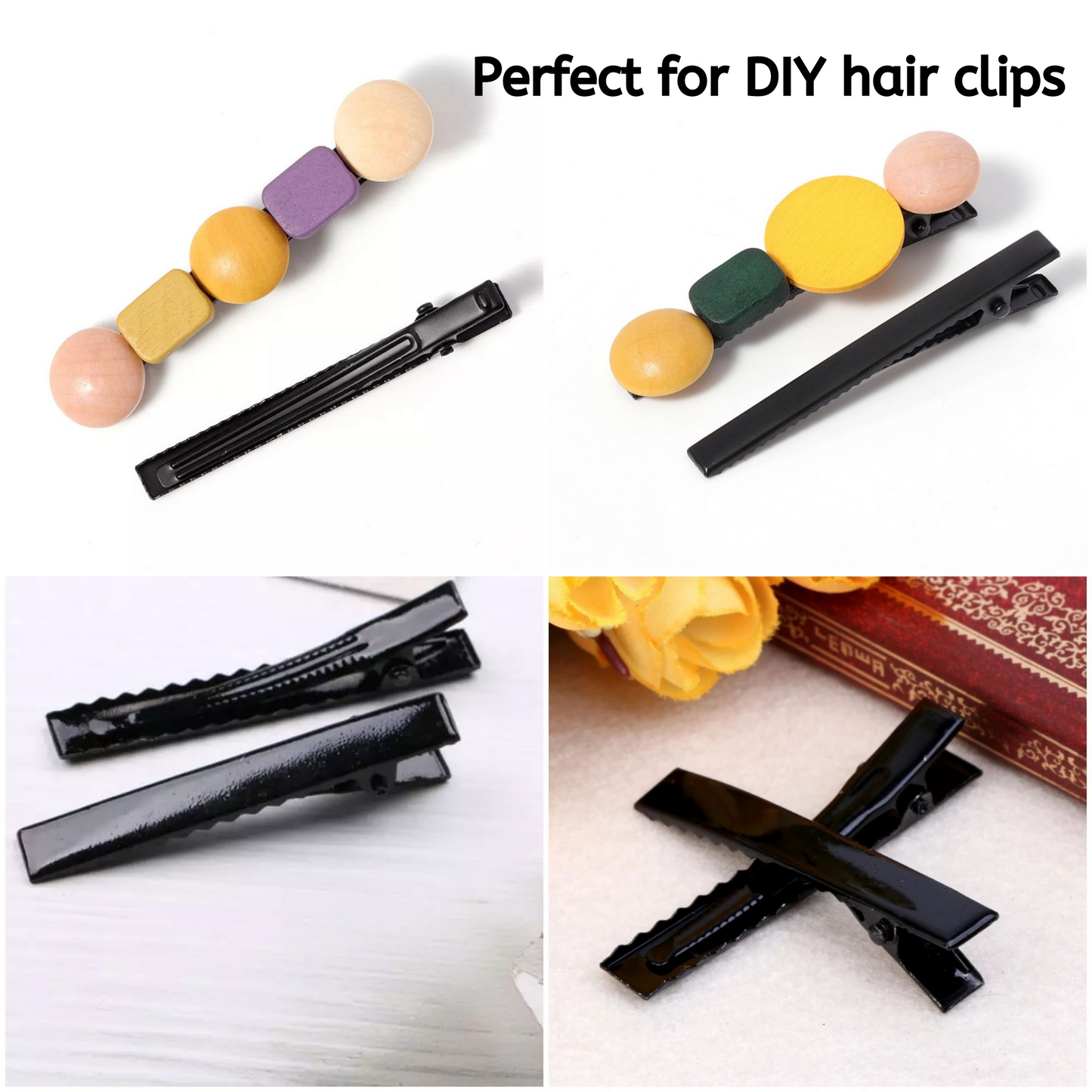 Black Color 7.5cm (75mm) Alligator Hair Pins Clips For Making Hair Bows